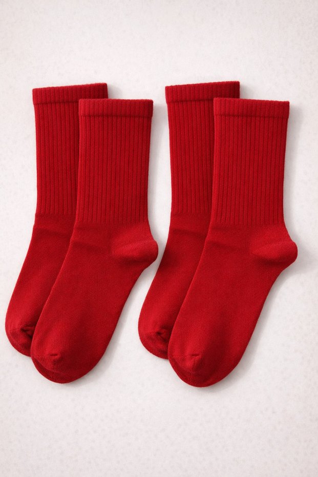 2 Pairs of Seamless Red Women's Tennis Socks