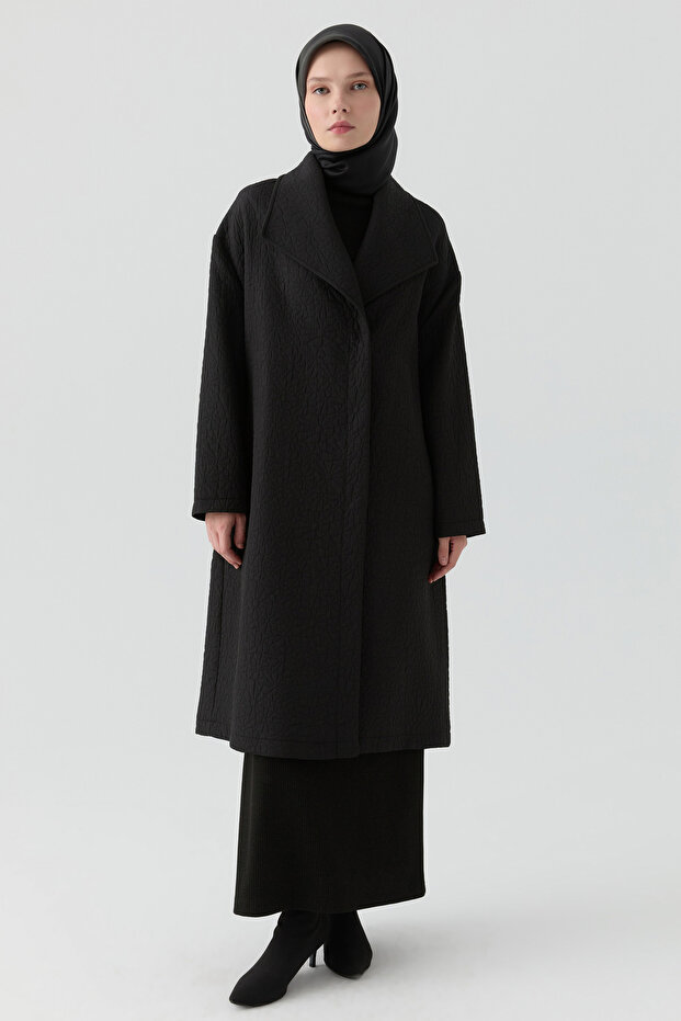 İnce Kapitone Kap - Siyah - 1