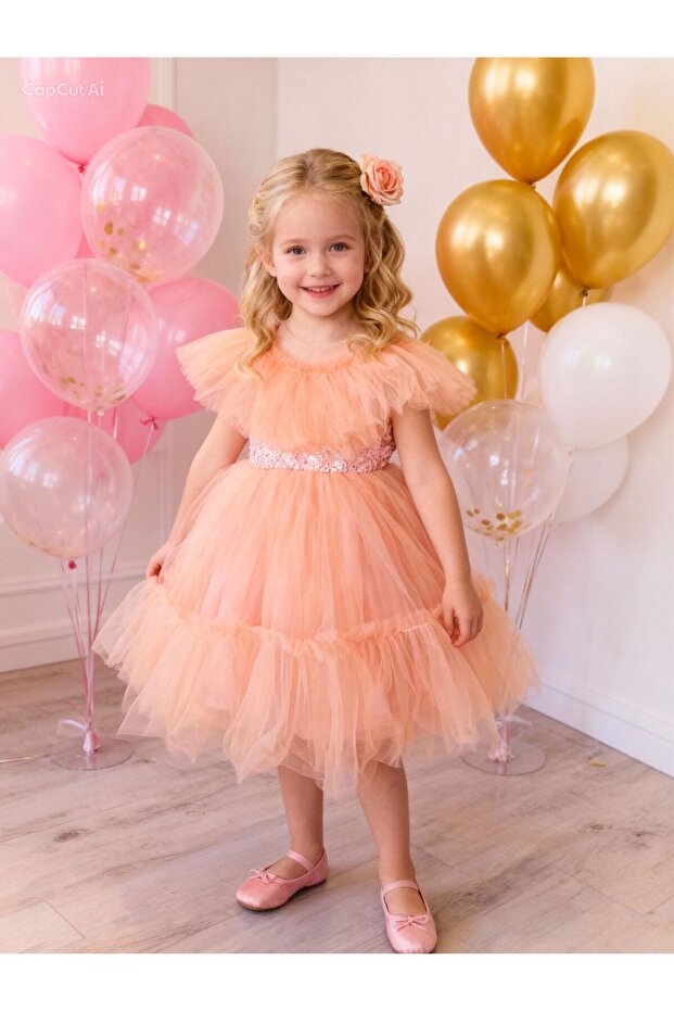 Puffy Dress with Tulle Front
