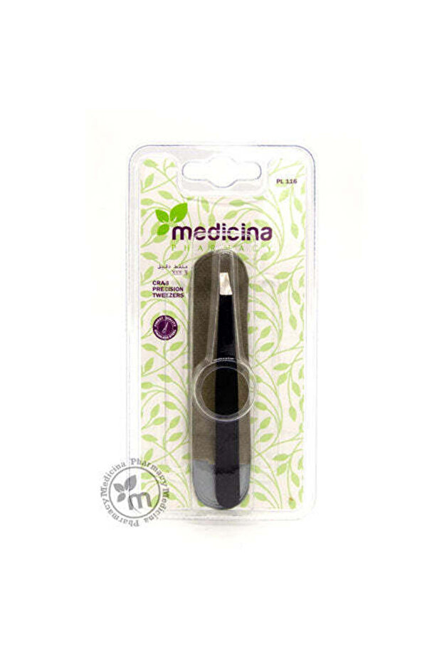 Medicina Black Stainless Steel Eyebrow Tweezer