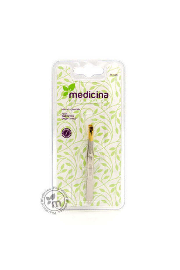 Medicina Gold Tipped Flat Tweezer