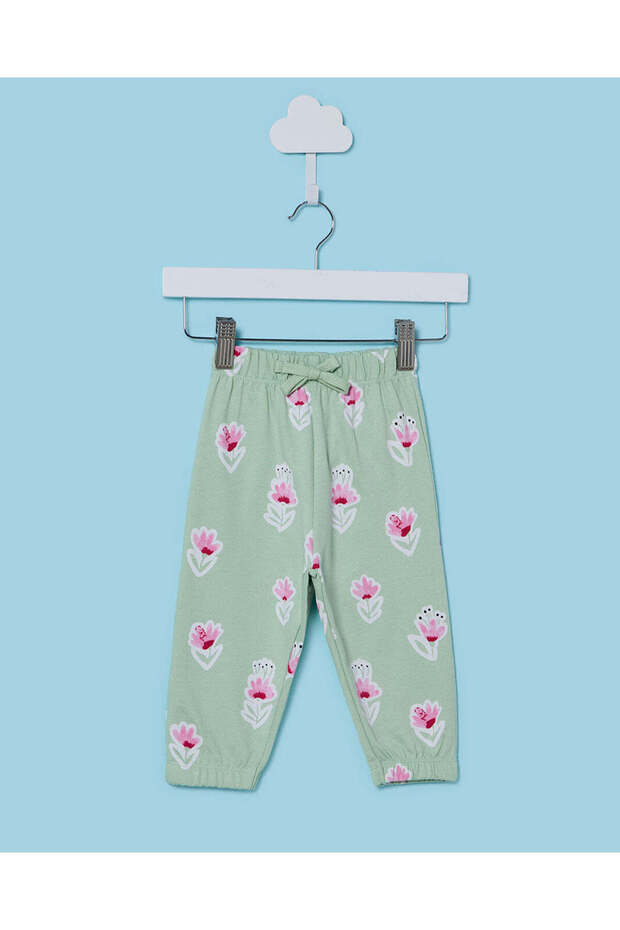 Infant Girls Green Placement Print Joggers