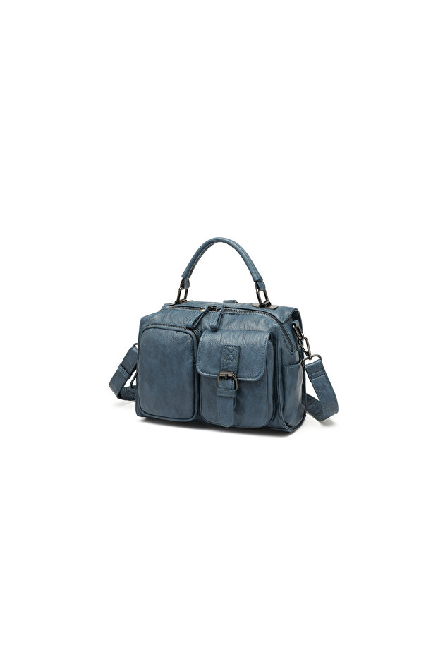Washable Leather Cover Detailed Multi-Compartment Stylish Backpack Shoulder Crossbody Bag
