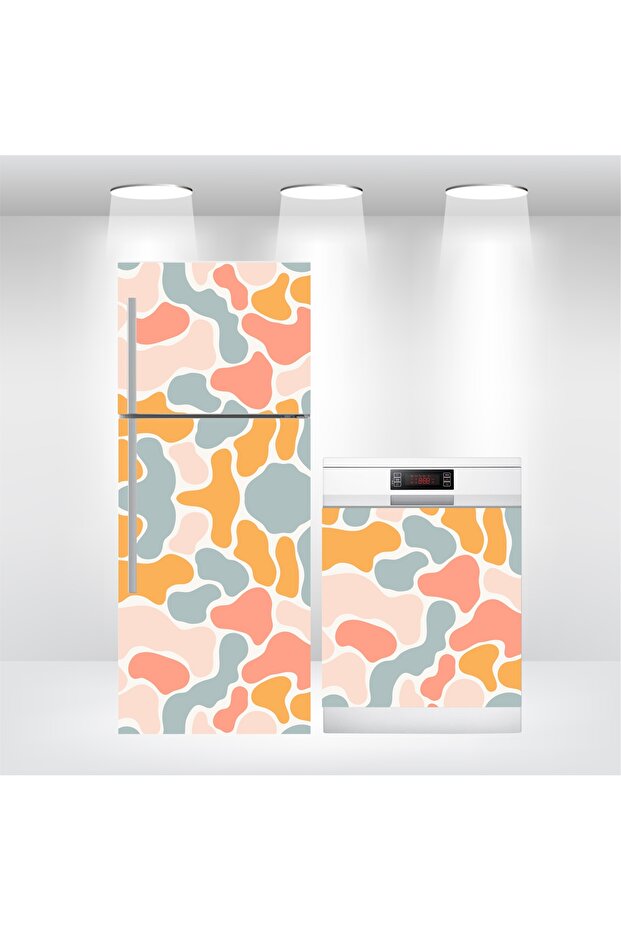 Refrigerator and Dishwasher Door Self-Adhesive Foil Covering Camouflage Military Pattern İbmb015