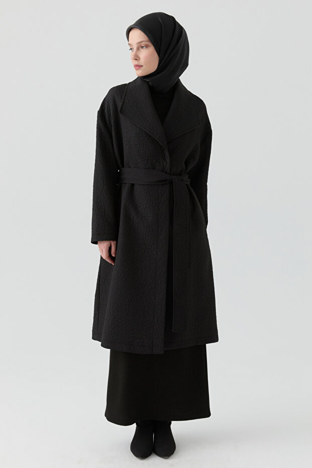 İnce Kapitone Kap - Siyah - 3