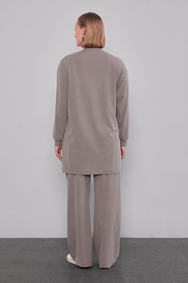 Khaki geometric pattern two-piece set - 6