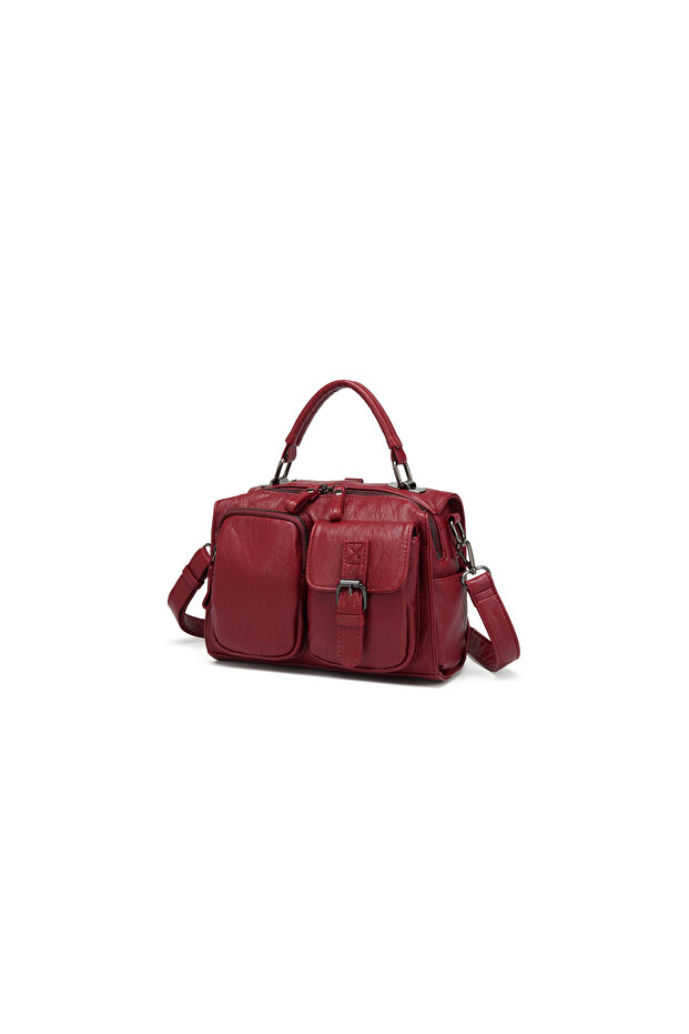 Washable Leather Cover Detailed Multi-Compartment Stylish Backpack Shoulder Crossbody Bag