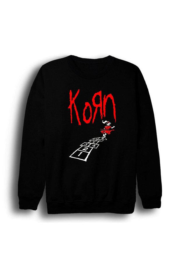 Korn - Follow the Leader - Album Printed Unisex 100% Cotton Crew Neck Black Sweatshirt
