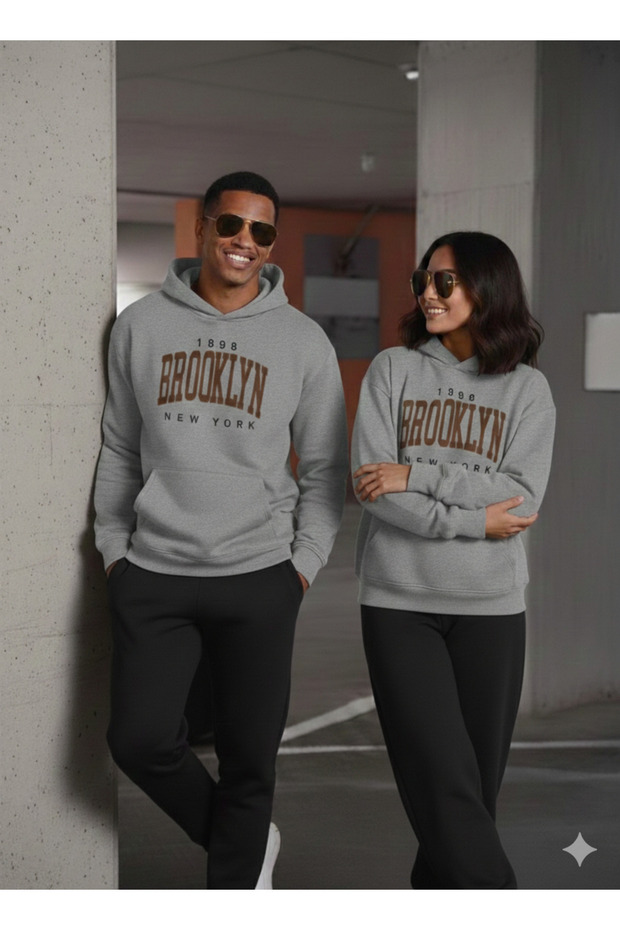 Sevgili Kombini Brooklyn Printed Bottom and Top Hooded Oversized Tracksuit (the Price Is for 2 Sets)