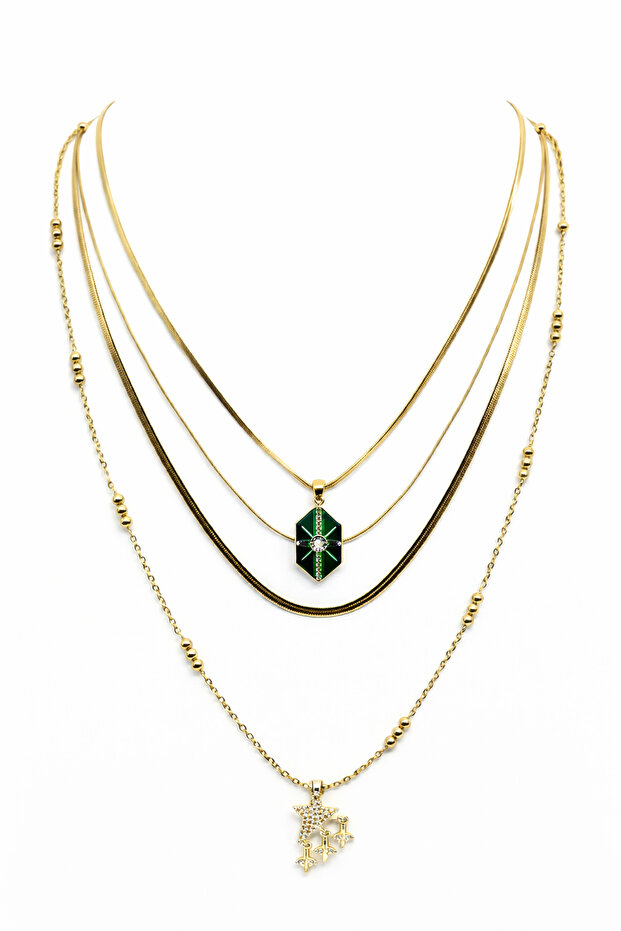 Çelik Çoklu Kolye Seti - 1