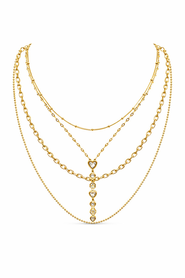 Çelik Çoklu Kolye Seti - 1