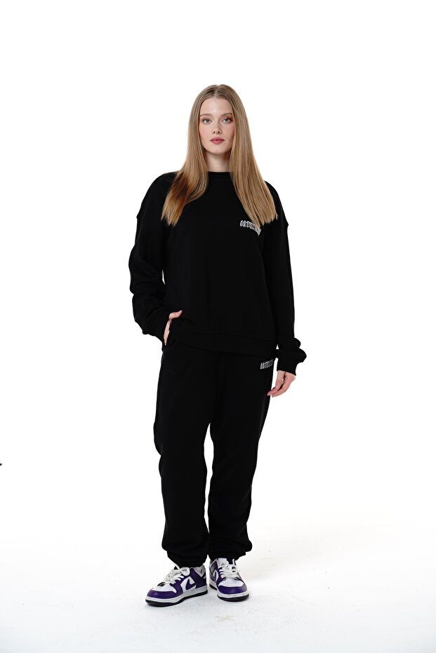 Kadın Basic Sweatshirt Siyah - 1