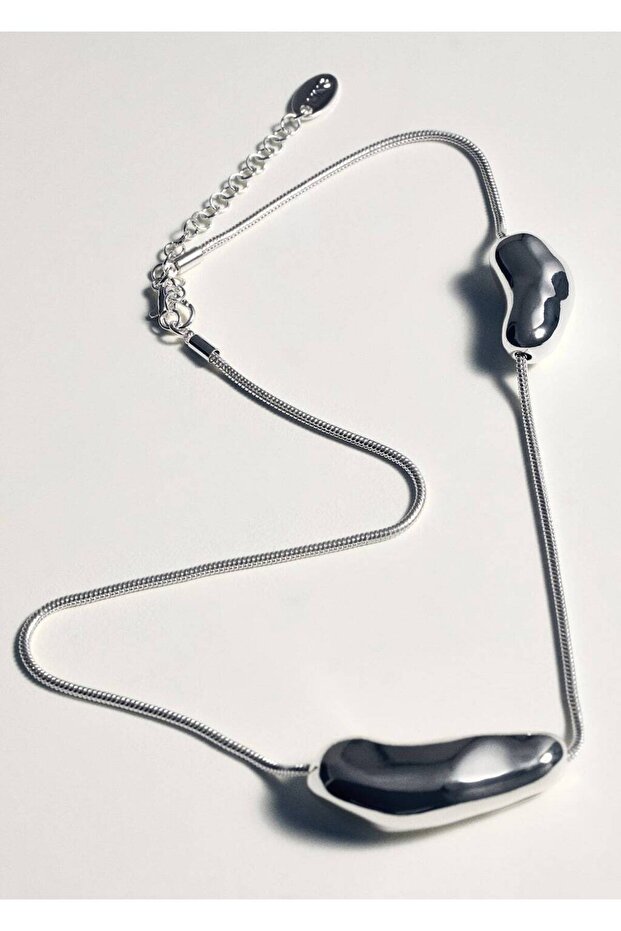 Asimetrik metal parçalı kolye - 3