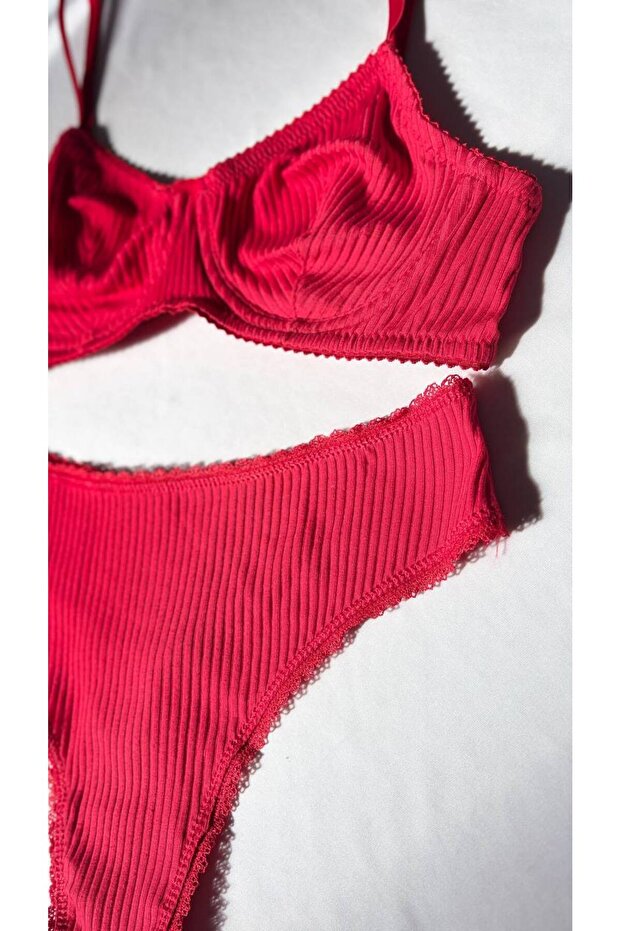 Plain Cotton Combed Underwire Bra Set - 5