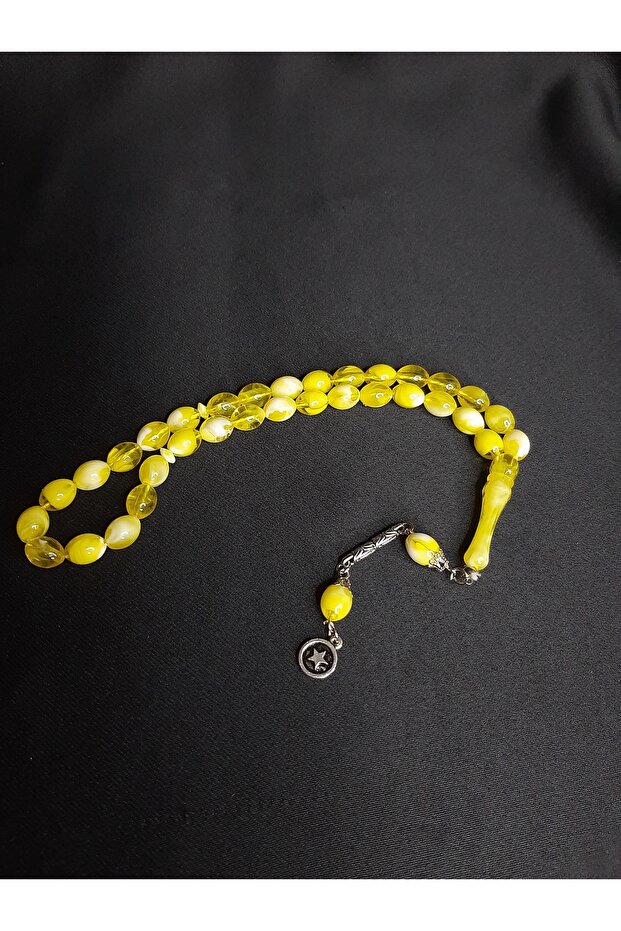 Yellow Color Powder Amber Quality Stylish 33-Piece Prayer Beads