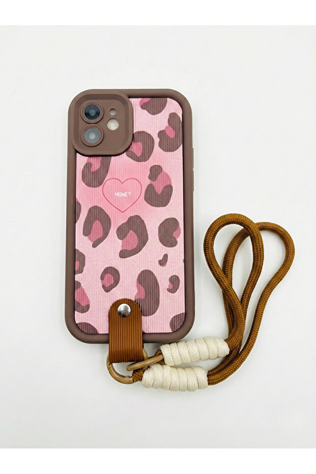 iPhone 15 Plus Compatible Premium Camera Protected Phone Case with Leopard Pattern Bracelet - 1