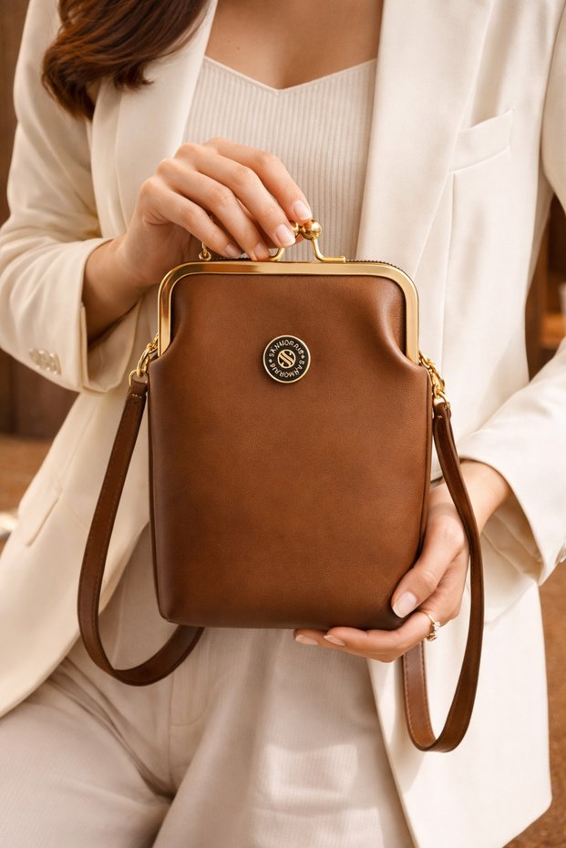 Vintage Gold Frame Mini Crossbody Bag for Women for Holidays and Special Occasions