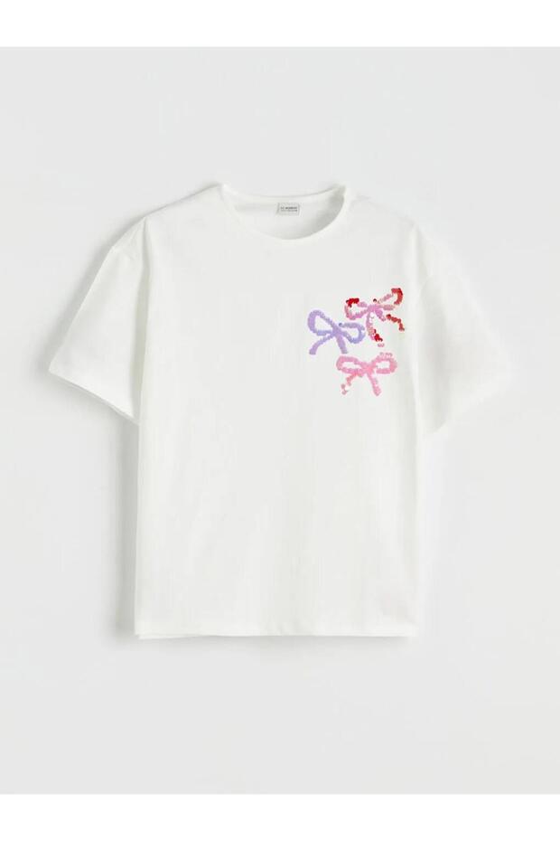 Sequin Embroidered Girls' T-Shirt (S6)