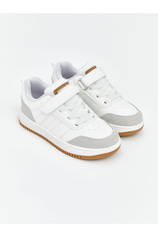 White Lace and Velcro Baby Boy Sneakers (S6)
