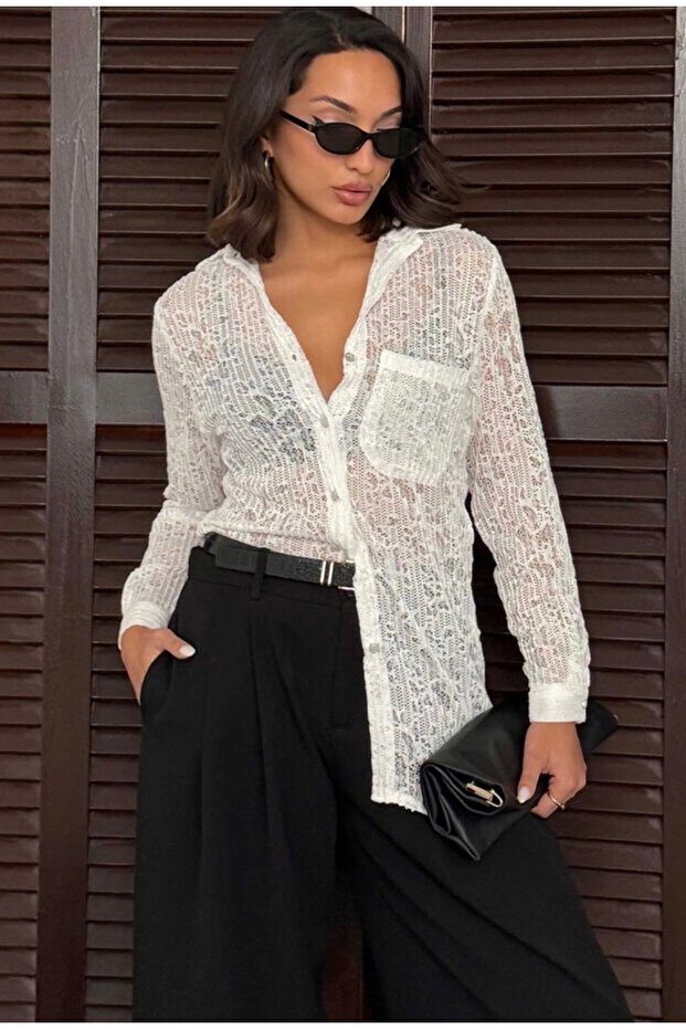 Plise Dantel Gömlek - 2