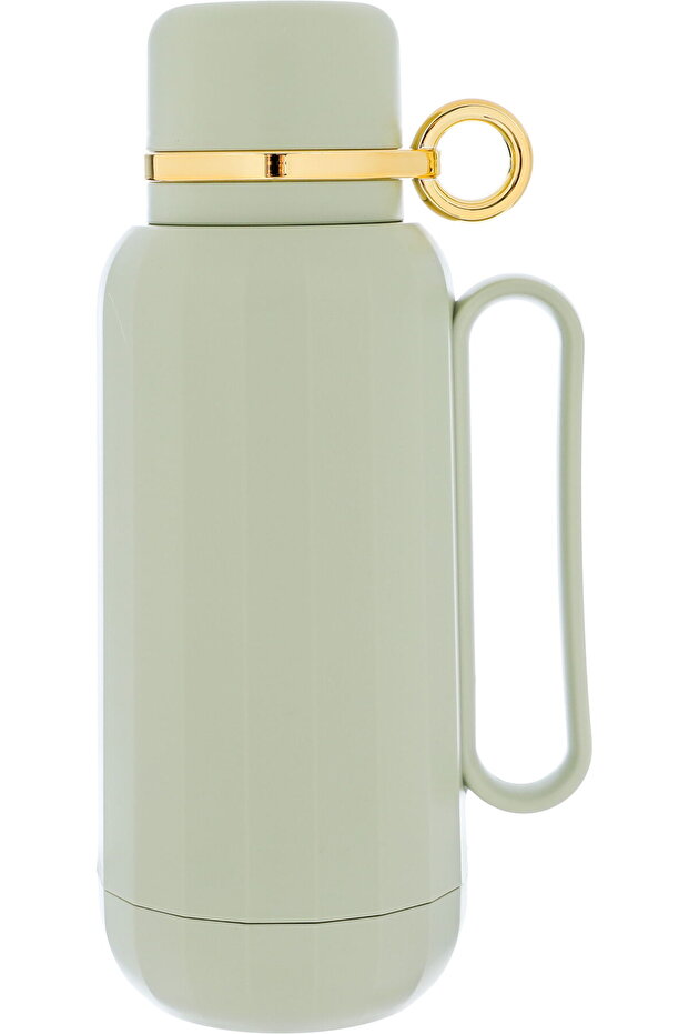 thermos, 1 liter, thermal glass inner container, plastic outer shell - olive green