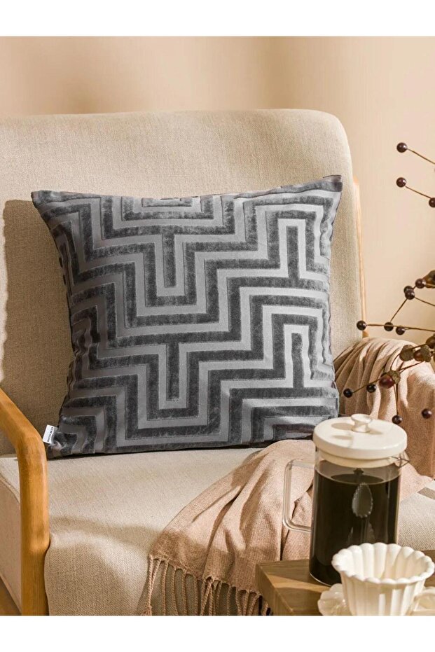 بيج بنقشة هندسية غطاء وسادة 45x45 سم (S6)