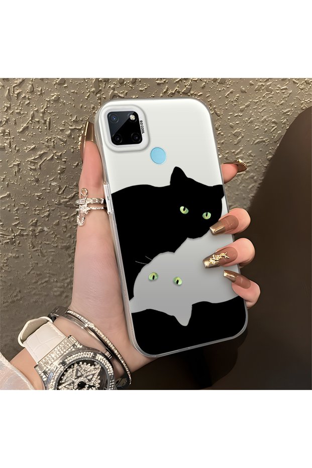 Realme C21Y/C25Y Compatible, Cute Cat Pattern Shock Protection Phone Case.
