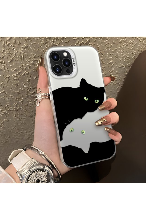 حافظة هاتف متوافقة مع iPhone 14 Pro، مزودة بنمط قطة لطيف وحماية من الصدمات.