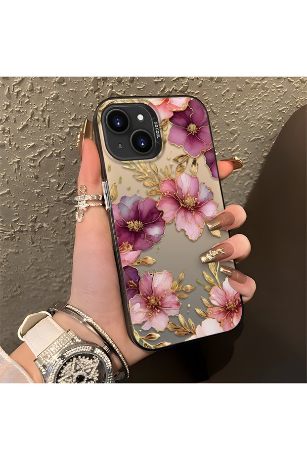 iPhone 15 Compatible, Light Luxury Floral Pattern, Impact Protective Phone Case