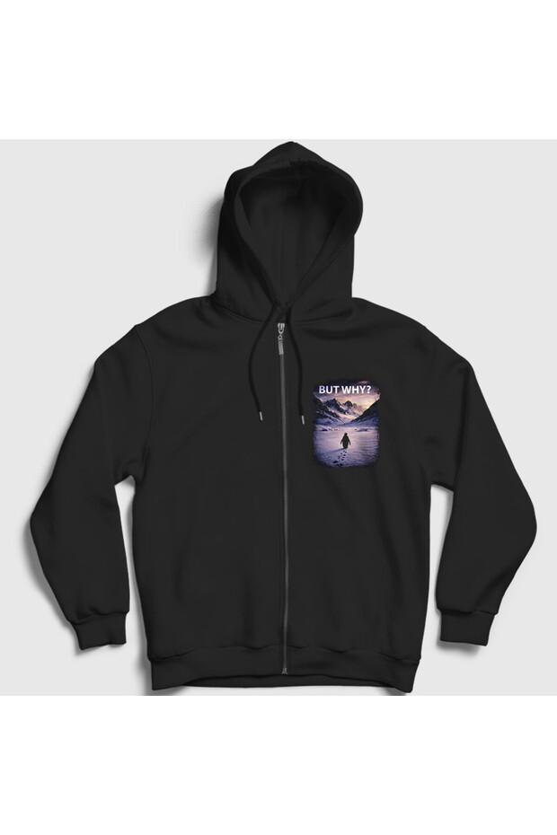 Unisex Black but Why Nihilist Penguin Zippered Hooded Sweatshirt 595147Tt