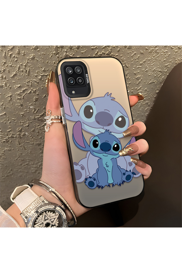 Compatible with Samsung Galaxy A12/M12, Stitch Couples Design Shock-Proof Phone Case.
