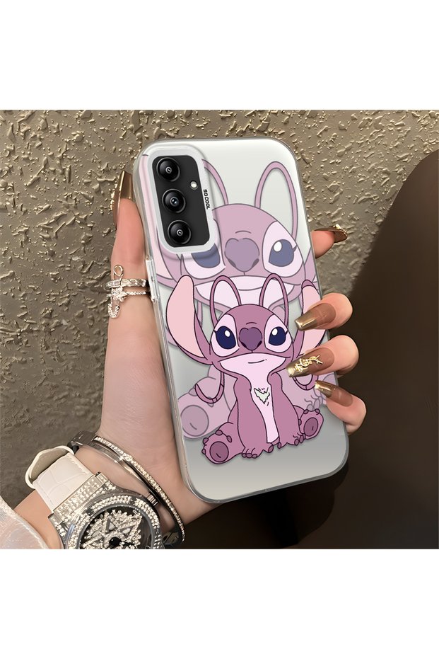 Samsung Galaxy A14 Compatible, Stitch Couples Design Shock Protection Phone Case.