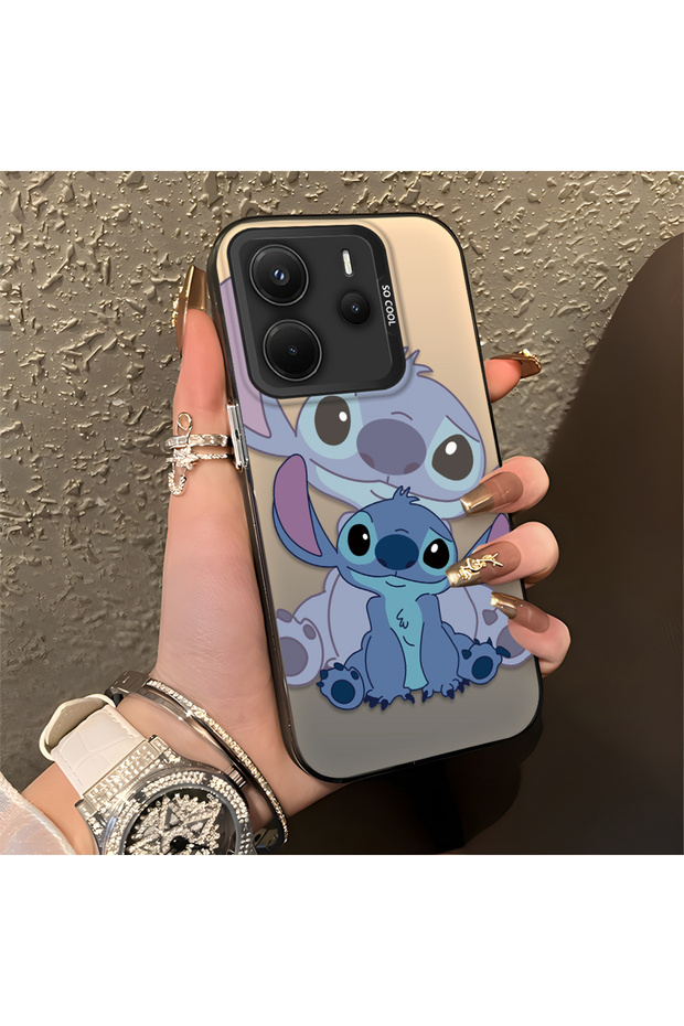 جراب هاتف Redmi Note 14 4G متوافق مع تصميم Stitch للأزواج، مقاوم للصدمات.