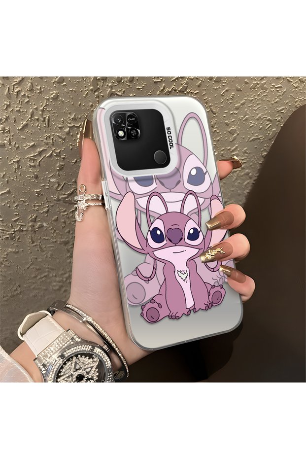 Redmi 9C Compatible, Stitch Couples Design Shock Protection Phone Case.