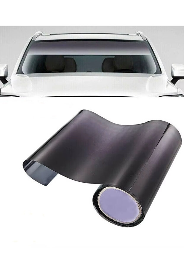 Car Windshield Sunshade Strip Window Film Sun Blocking Film Black 20Cmx2Meter