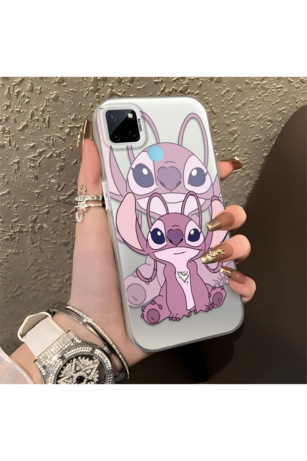 Realme C25Y/C21Y Compatible, Stitch Couples Design Shock Protection Phone Case.