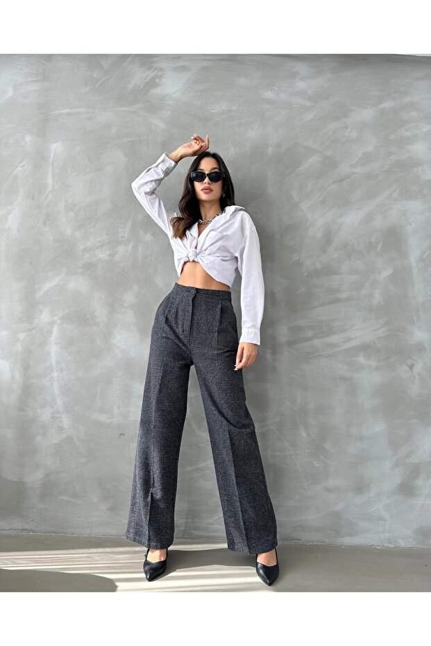 Anthracite Premium Quality Stamp Palazzo Trousers
