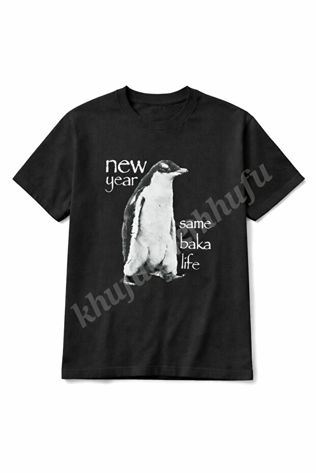 Oversize Fit Cotton Penguin Printed Relaxed Cut T-Shirt Unisex