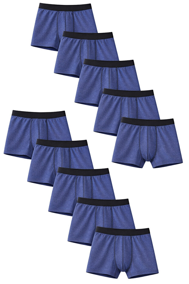 Boys' Cotton Slim Fit Breathable Boxers 10-Pack Blue-Blue