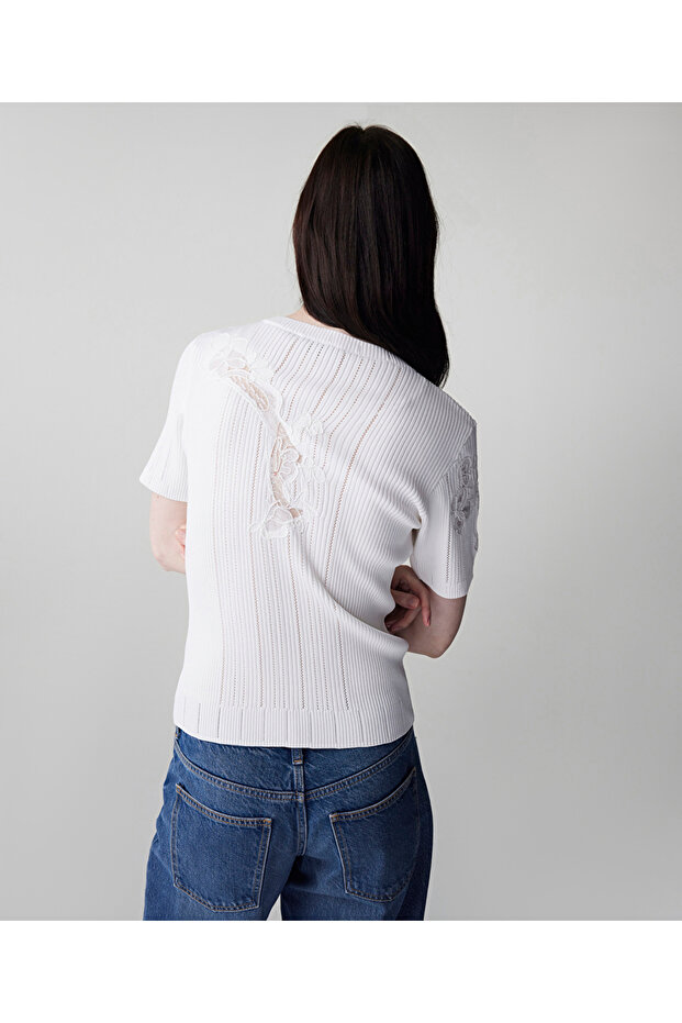 Nakışlı dantel mix triko - 7