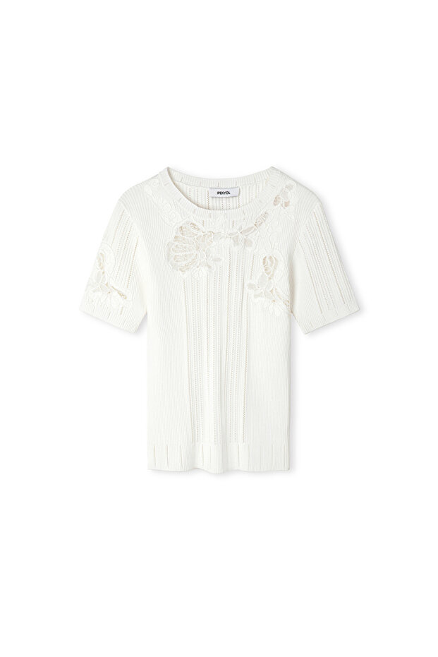 Nakışlı dantel mix triko - 3