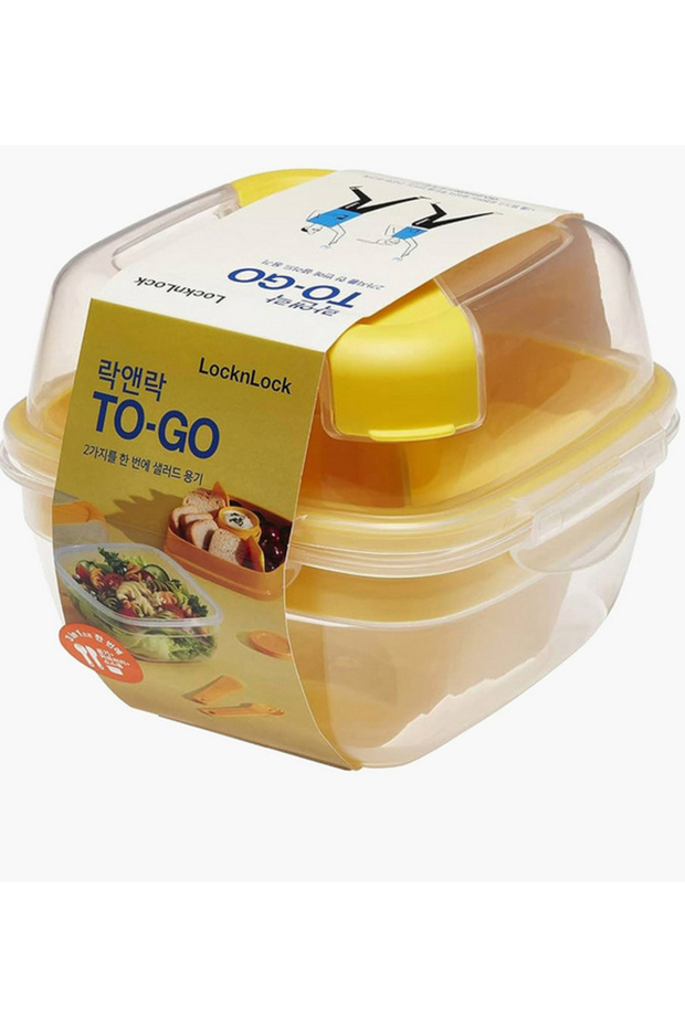 علبة سلطة صلبة مع شوكة وسكين - 950 مل - 1