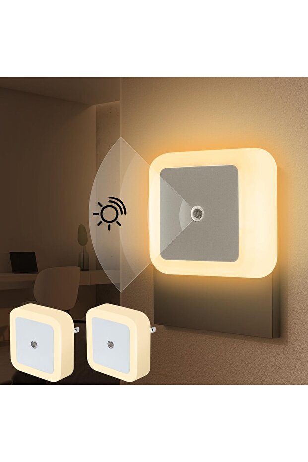 2-Pack Plug-in LED Night Light with Dusk to Dawn Sensor, Energy Saving
