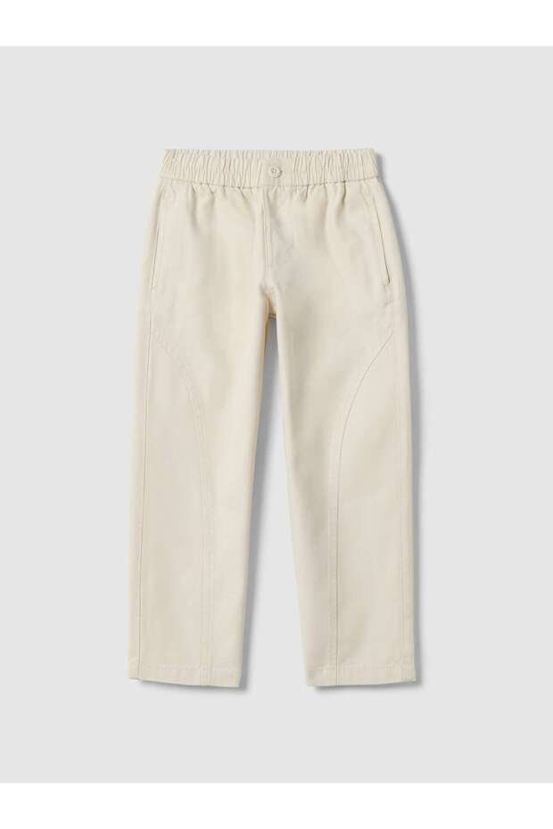 Kids' Beige Regular Fit Pure Cotton Trousers
