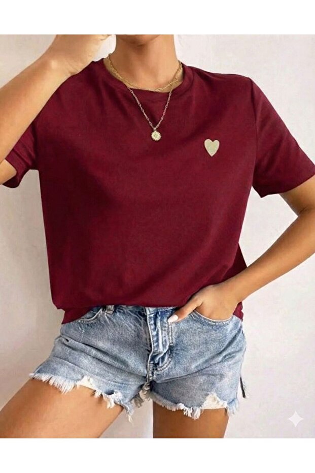 Tiny Heart Printed Women's Crew Neck T-Shirt