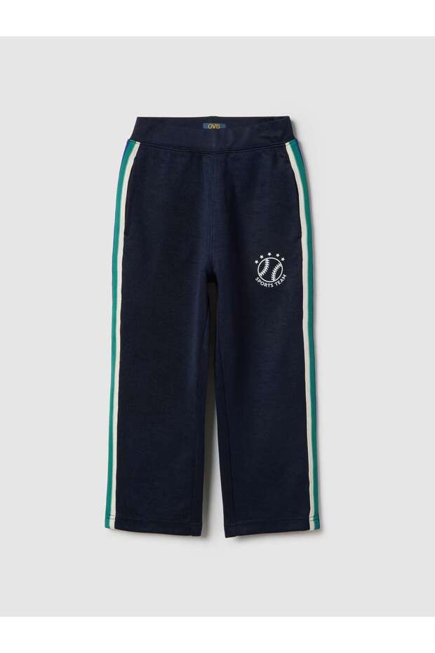 Boys' blue cotton-blend regular fit trousers