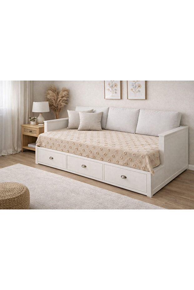 غطاء سرير بنمط بوم بوم كابتشينو 130x250