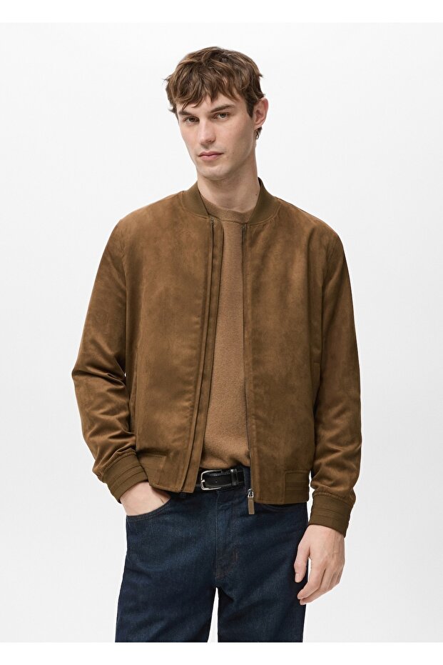 Süet görünümlü bomber ceket - 1