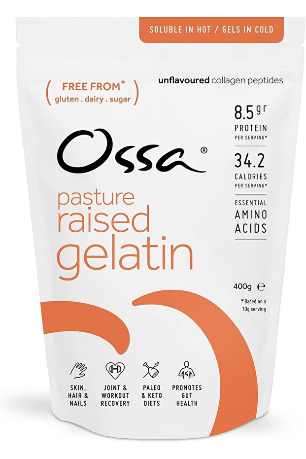 Ossa Bovine Gelatin Powder | Unflavoured Beef Collagen Protein Keto Paleo 400g Gut Health Support
