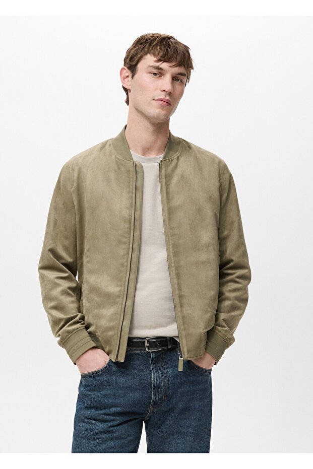 Süet görünümlü bomber ceket - 1
